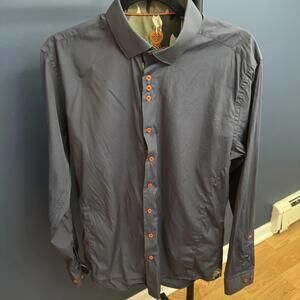 Au Noir, Mens Navy Button Up Shirt w/ Camo Detail, Size 4/Large